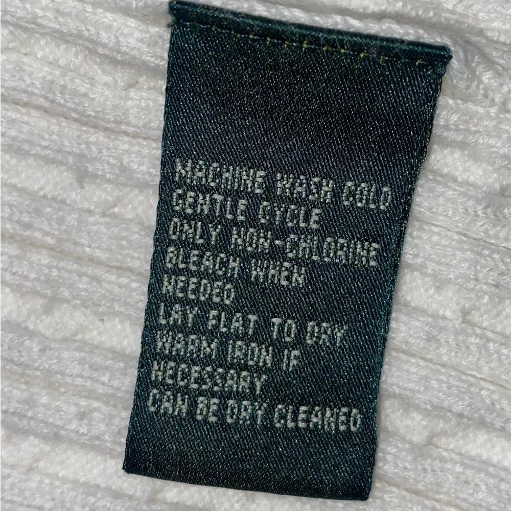LAUREN RALPH LAUREN Cable Knit Cardigan-Vintage-Green Label-White/Black Size Med - Picture 7 of 9